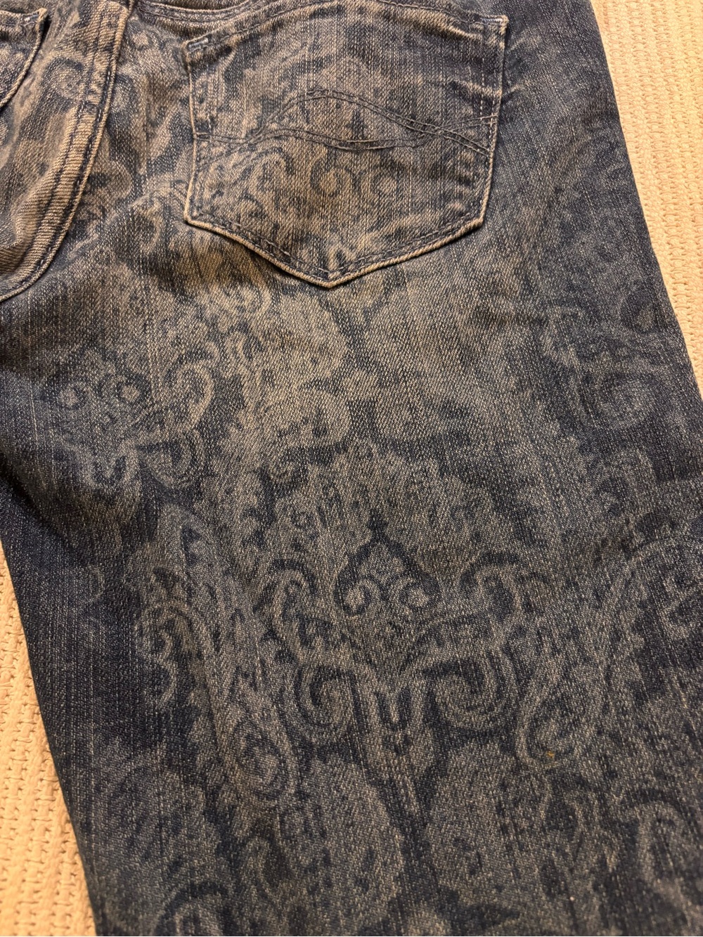 Abercrombie & Fitch- Women's Blue Paisley Print Skinny Jeans - Picture 3 of 4